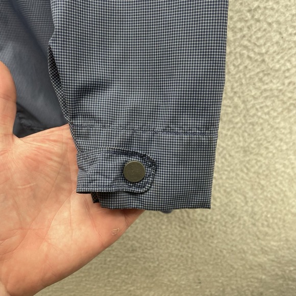 Merrell Rain Jacket, Womens XL, Blue Check, Lightweight, Hidden Hood - Picture 4 of 16